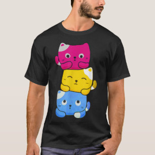 Camiseta Pansexual Kawaii Cat Anime Art Cute Pan Prit LGBT
