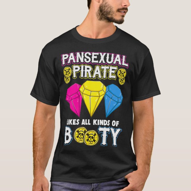 Camiseta Pansexual Orgullo Gay Pirata Gay Booty LGBTQ  (Anverso)