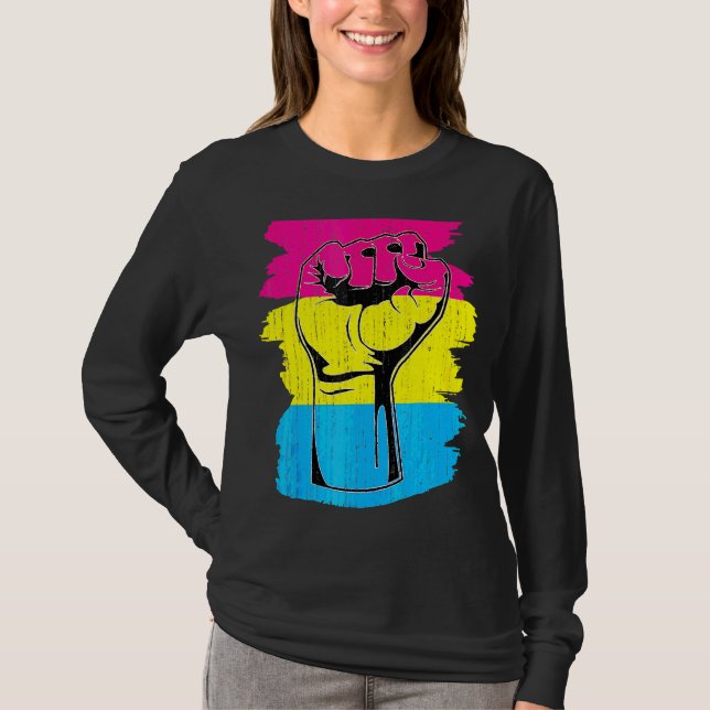 Camiseta Pansexual Orgullo Puño Pansexualidad Bandera Queer (Anverso)