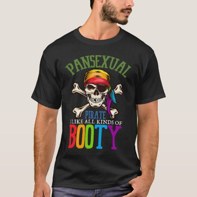 Camiseta Pansexual Pirate Like All Kinds Of Booty Gay Lesbi (Anverso)