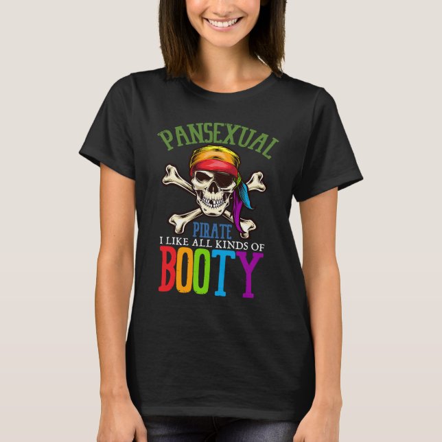 Camiseta Pansexual Pirate Like All Kinds Of Booty Gay Lesbi (Anverso)