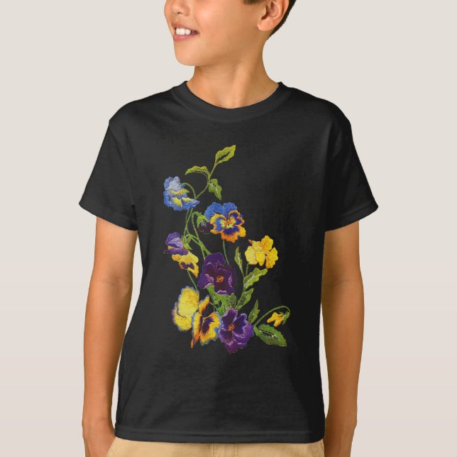 Camiseta Pansias bordadas de Art Nouveau (Anverso)