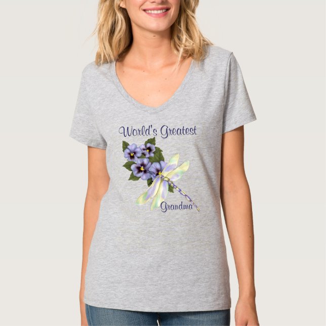 Camiseta Pansies y libélula (Anverso)