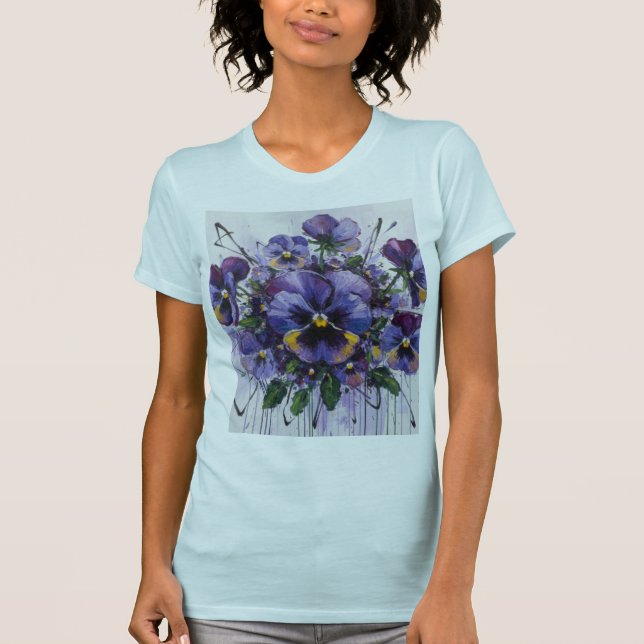 Camiseta Pansy Bloom - Artistic Floral T - shirt  (Anverso)