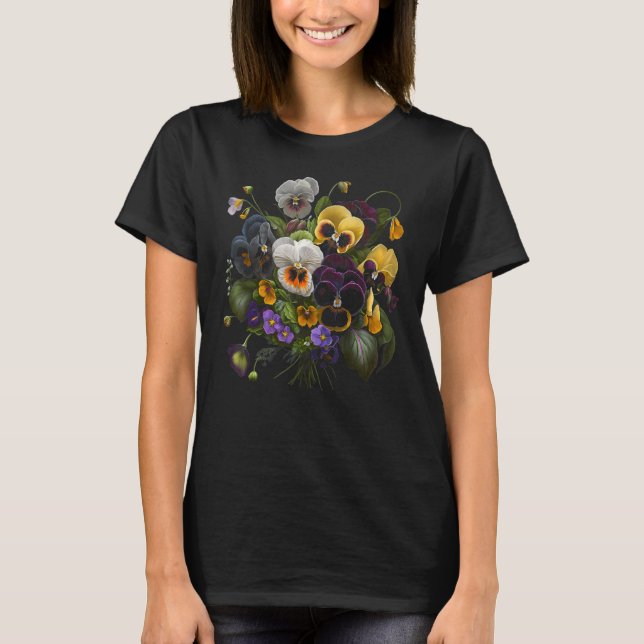 Camiseta Pansy Flowers Floral Bouquet Design (Anverso)