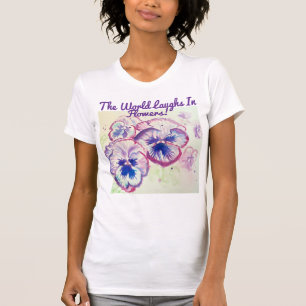 Camiseta Pansy Pansies Morado Acuarela Flor Floral Rosa