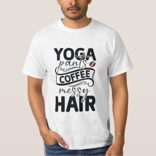 Camiseta Pantalón de yoga café pelo desordenado