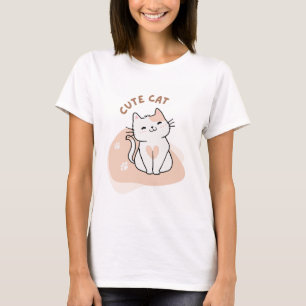 Camiseta Pantalones cortos de mujer con cara de gato lindo 
