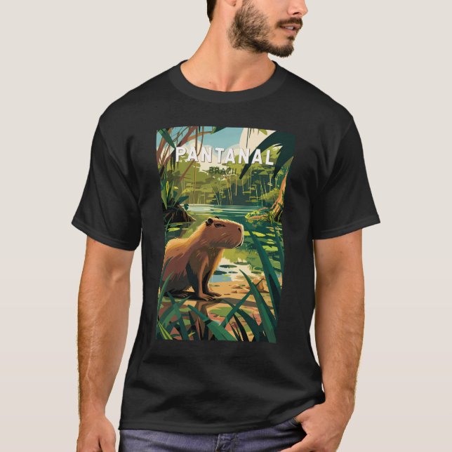 Camiseta Pantanal Brasil Capybara Viaje de arte (Anverso)