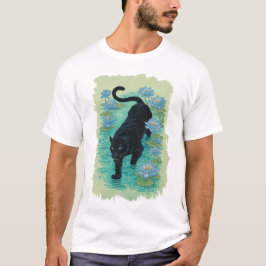 Camiseta Pantera arrastrándose a través de flores de loto a