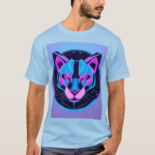 Camiseta Pantera de neón futurista en arte geométrico