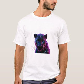 Camiseta Pantera Geométrica Neon - Gl Holográfico Futurista