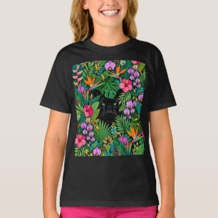 Camiseta Pantera Negra Flores de la Jungla y Follaje Tropic