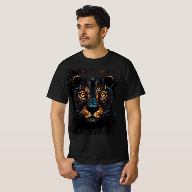 Camiseta Pantera negra mosaica con efecto de vidrio manchad (Anverso completo)