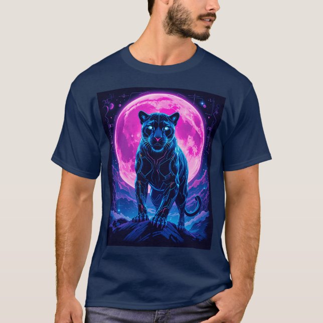 Camiseta Pantera Negra Neon Cyberpunk (Anverso)