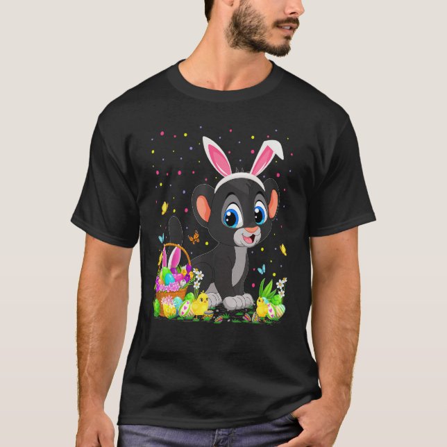 Camiseta Panther de Pascua Bunny Egg Hung Panther Easter Su (Anverso)