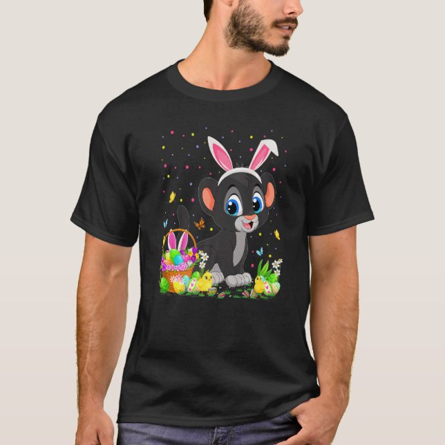 Camiseta Panther de Pascua Bunny Egg Hung Panther Easter Su (Anverso)