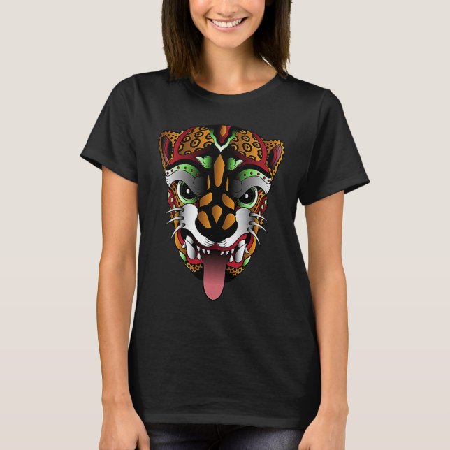 Camiseta Panther Huichol Calavera Azteca Mexicana (Anverso)