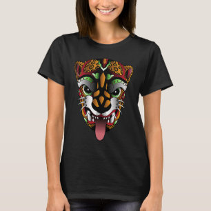 Camiseta Panther Huichol Calavera Azteca Mexicana