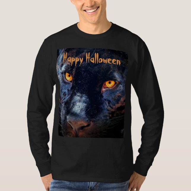 Camiseta Panther Photo Black Cat Oyes Naranja Halloween (Anverso)