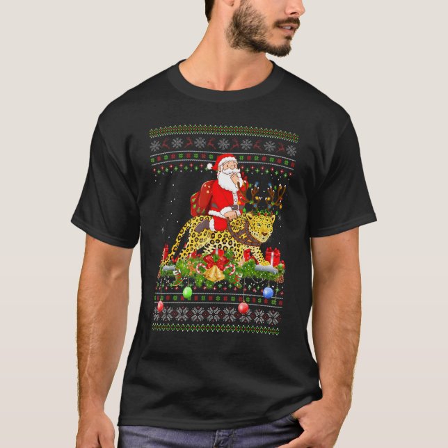 Camiseta Panther   Ugly Santa Riding Panther Christmas (Anverso)
