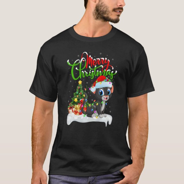Camiseta Panther  Xmas Decorations Santa Panther Christmas (Anverso)