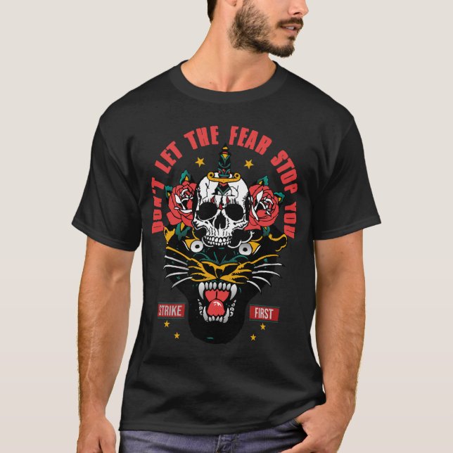 Camiseta Panthere noir tattoo old school slogan (Anverso)