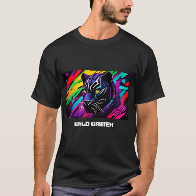 Camiseta Panthère noire sur fond de graffiti pour gamer (Anverso)