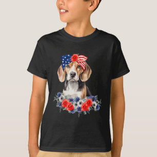 Camiseta Pañuelo de perro Beagle bandera americana 4 de jul