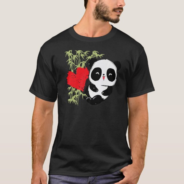 Camiseta Pañuelo Panda Corazón Corazón Animal Para Hombres  (Anverso)