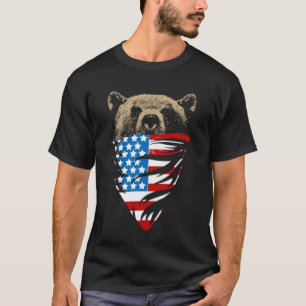 Camiseta pañuelo patriótico del oso grizzly de la bandera