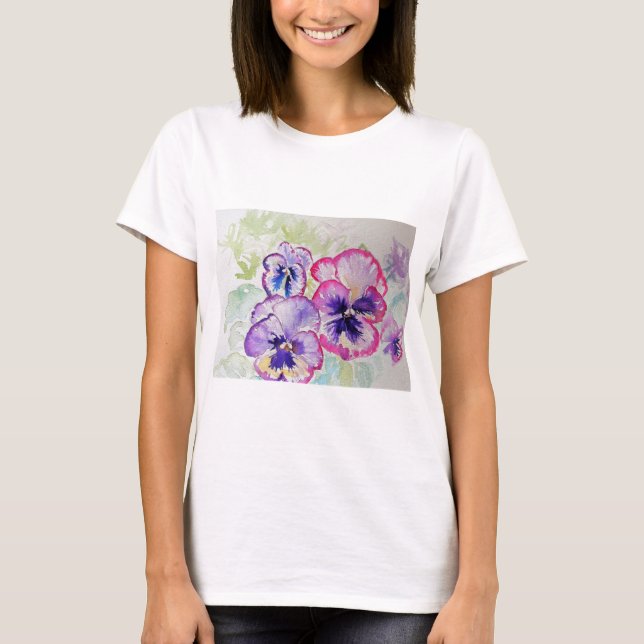 Camiseta Pañuelo violeta morado de color de agua pintura en (Anverso)