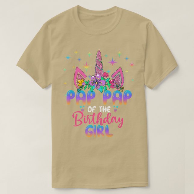 Camiseta Pap Pap de la parte de cumpleaños de Unicorn, Chic (Diseño del anverso)