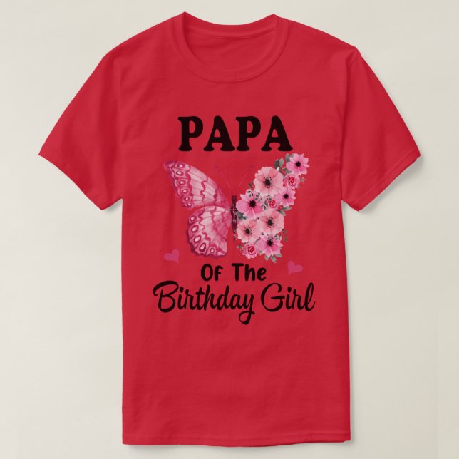 Camiseta Papa 1Primer cumpleaños mariposa de familia (Diseño del anverso)