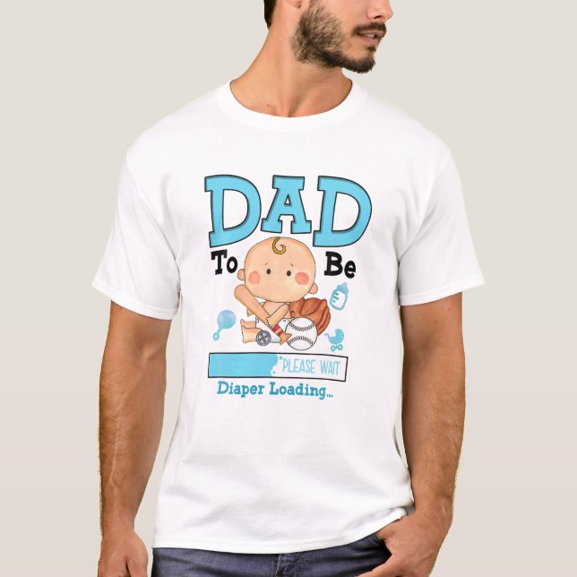 Camiseta Papá A Cargar Por Favor Esperar El Embarazo Divert (Anverso)