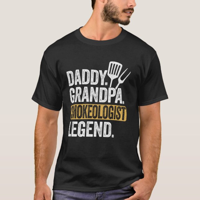 Camiseta Papá Abuelo Smokeólogo Legend Funny Retro Grilli (Anverso)