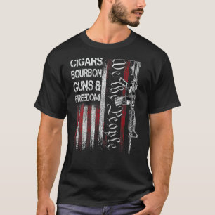 Camiseta Papá Abuelo Uu's Flag Cigars Bourbon Guns Freedom