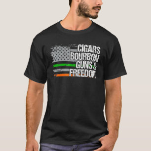 Camiseta Papá Abuelo Veterano Irlandés Us Flag Cigarros Bou