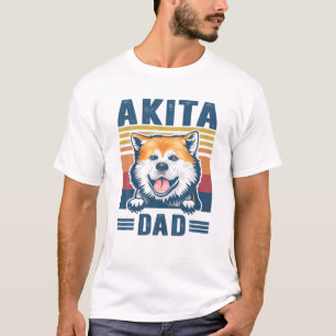 Camiseta Papá Ajita Padre Retro Akita Gira Papá Perro