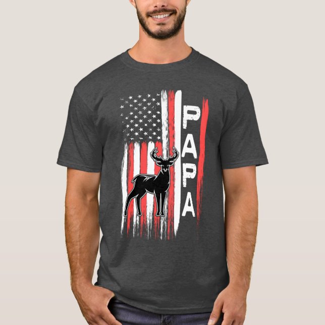 Camiseta Papa American Flag Deer Buck Hunting Gift from Gra (Anverso)