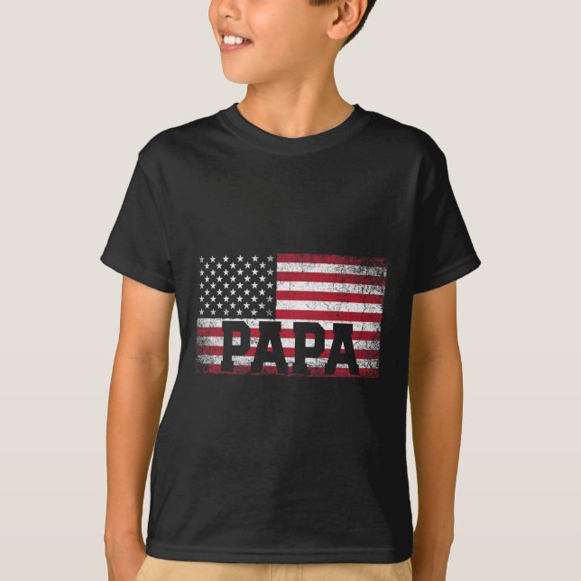 Camiseta Papa American Flag Día del Padre 4 de Julio Regalo (Anverso)