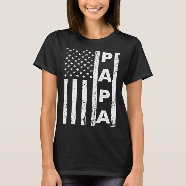 Camiseta Papa American Flag US Father's Day Dad American 4t (Anverso)