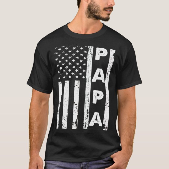 Camiseta Papa American Flag US Father's Day Dad American 4t (Anverso)