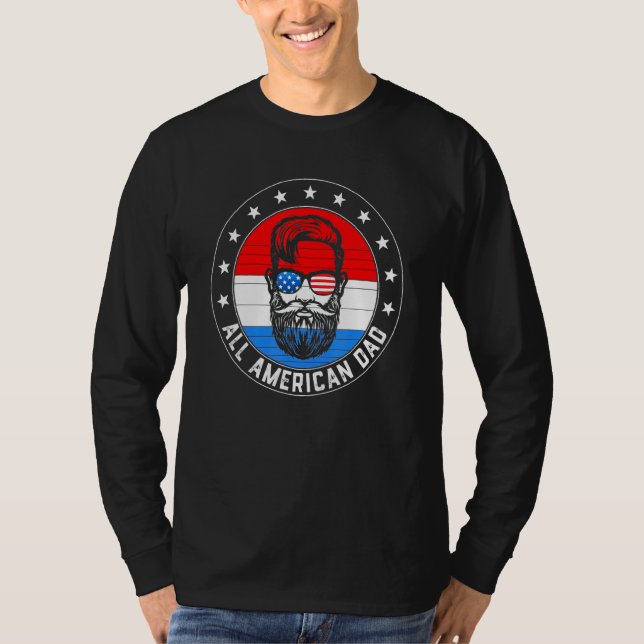 Camiseta Papá Americano Feliz Día del Padre 4 de Julio (Anverso)