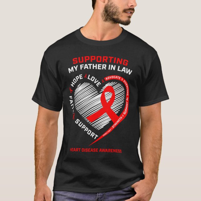 Camiseta Papá Apoya Al Padre De La Ley Enfermedad Del Coraz (Anverso)