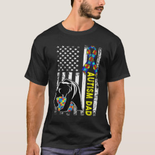 Camiseta Papá Autism Awareness American Flag Regalo Para Ho