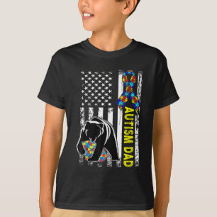 Camiseta Papá Autism Awareness American Flag Regalo Para Ho