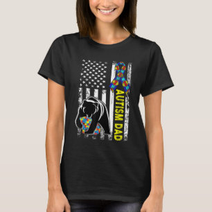 Camiseta Papá Autism Awareness American Flag Regalo Para Ho
