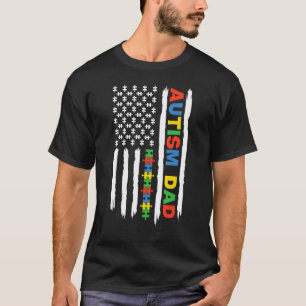 Camiseta Papá Autismo Conciencia De La Bandera Estadouniden