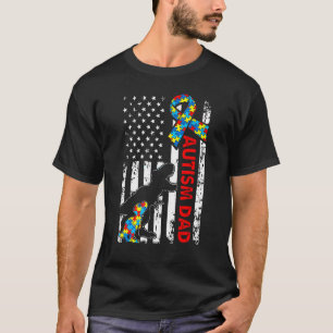 Camiseta Papa Autismo Hombre Rompecabezas Bandera Americana